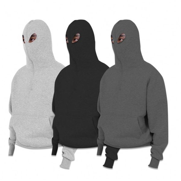 Men's Pullover Oversized Zipper Unisex Heavy Weight 100% Cotton Custom Balaclava Face Cover Hoodie Men's Half Zip Hoodie
