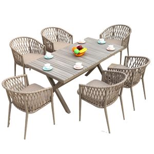 Rope outdoor dining chair and table