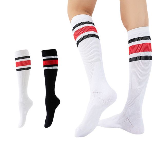 Whole Custom Logo Compression Sock Embroider Solid Medium Length Sport Socks Three Bars Unisex Compression Socks With Cushion