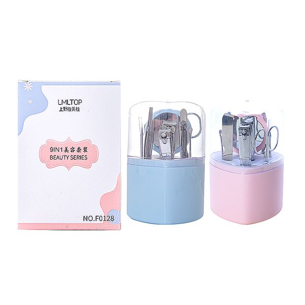 LMLTOP 9pcs Manicure Pedicure Salon Equipment Set Heart Shape Stainless Steel Nail Clippers Pedicure Kit F0128 OEM Available
