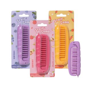 LMLTOP 2-In-1 Double-side Straight Hair Comb Fruit Series Portable Compact ABS Mini Folding Pocket Hair Brush for Travel SY775
