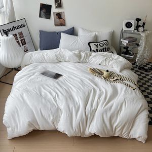 Factory Duvet Cover Set Double Solid Duvet Covers Bedsheets and Pillowcase Washed Soft Sheet Sets Bedding Wholesale