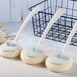 Eco-Friendly 6pcs Dishwashing Brush Long Handle Removable Kitchen Cleaning Supplies Tool Household Sponges Scouring Pads
