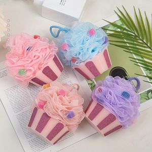 Colorful Princess-Style Bath Sponge Ball Durable Foaming Mesh Brush Adults Kids Cute Ice Cream Cake Shaped Shower Accessory Hand