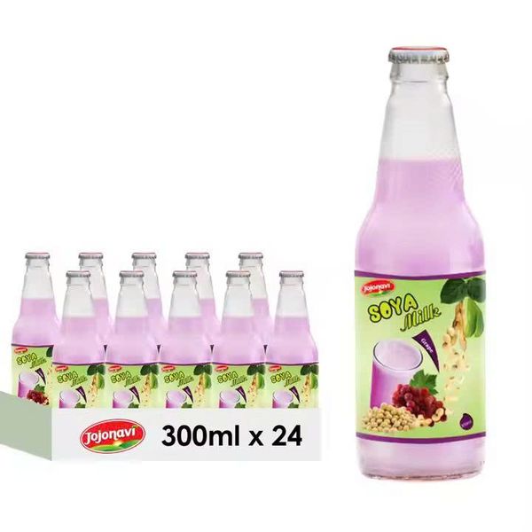 JOJONAVI Grape Flavored Soya Milk is Good for Health 300ml Glass Bottle Supplier of the Best Soya Milk in Vietnam