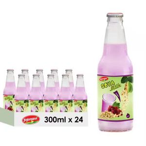 JOJONAVI Grape Flavored Soya Milk is Good for Health 300ml Glass Bottle Supplier of the Best Soya Milk in Vietnam