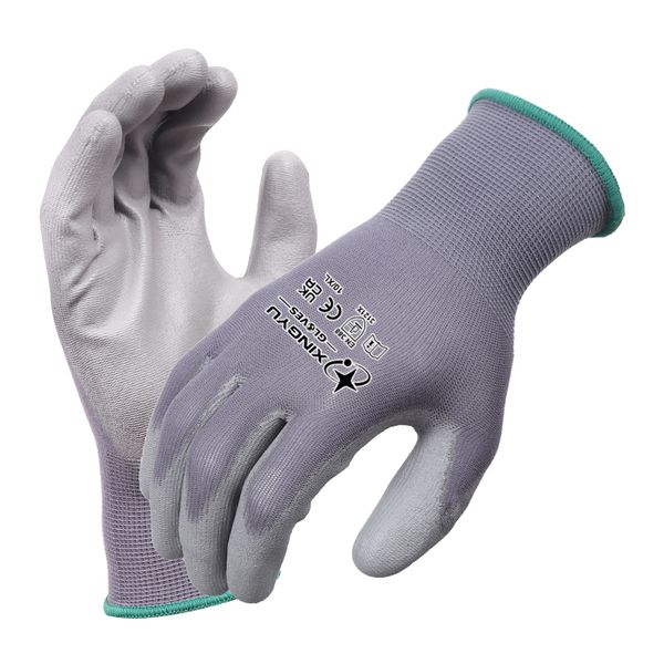 XINGYU 13G PU Polyester Work Gloves Custom With Logo Guantes De Trabajo Personal Protective Equipment PU Safety Work Gloves