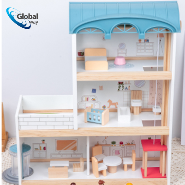 Cute Kids Playhouse with Toy Dolls - Safe, Easy Assembly, Pretend Play Gift