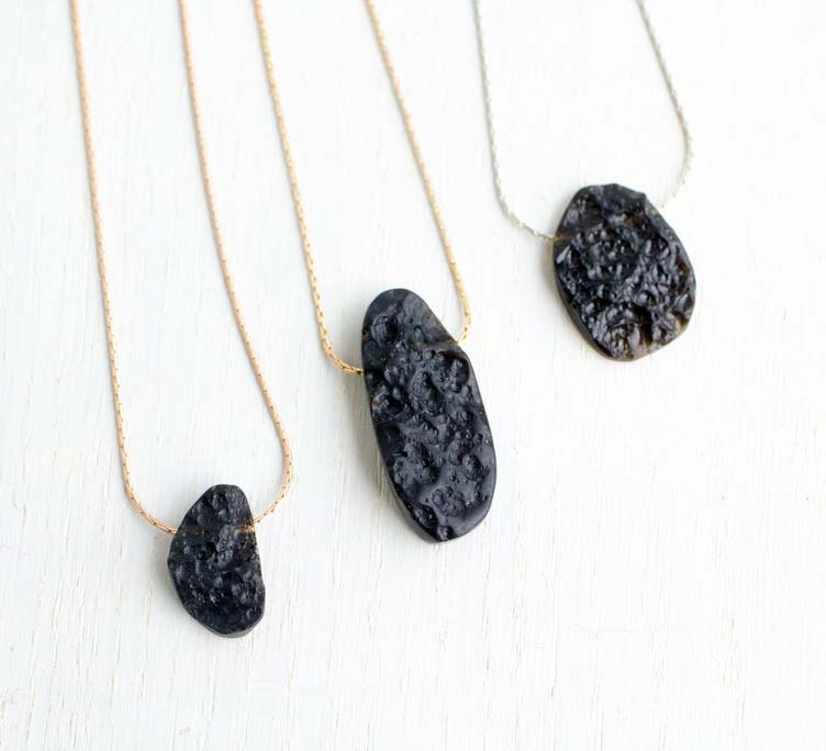 HARI OM CREATIONS Luxury Handmade Brass Necklace with 10-30mm Lava Druzy Pendant Rhodium Plated Anniversary...