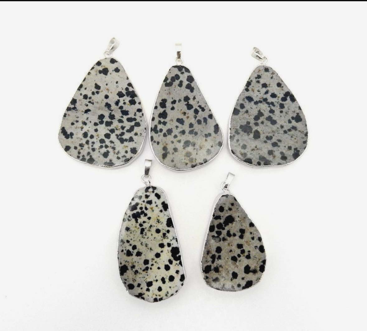 Dalmatian Jasper 15-20mm Univen Shape Bezel Pendant Handmade Silver Plated Fashion Jewelry IGI Certified Diamond for Mother's