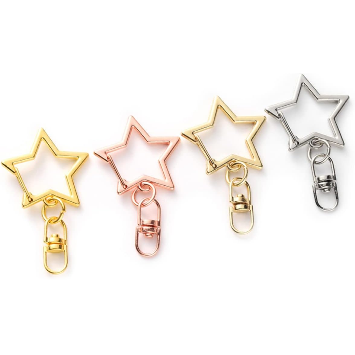 Gold Star Design Spring Snap Keychain Rings Kit Clip in Bulk Metal DIY Key Chains Making Supplies Accessories Pentagram Hanging