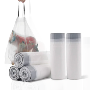 2024 Factory Best Price Bathroom Trash Can Liners Small PE Plastic Bags Drawstring Handle for Grocery Shopping Bedding/Cookware