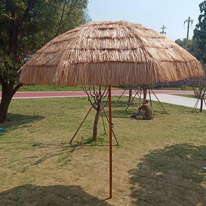 8ft Hawaiian Style Hula Thatched Tiki Patio Beach Umbrella with Tilt and PVC Bag for Outdoor Tiki Bar Garden Beach Pool Backyard