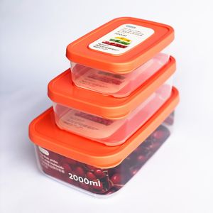 BPA-Free Rectangular Transparent PP Plastic Kitchen Food Storage Container Set 3 Microwave Safe Lids-Food Box for Pantry Storage