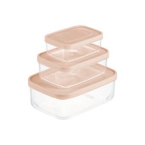 Hot Wholesale Clear PP Plastic Food Storage Container Set 3 BPA-Free Rectangular Kitchen Food Plastic Containers with Lids