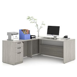 L-Shaped Executive Office Desk Set with 3 Drawer Storage Cabinet for CEO BOSS Luxury Executive Office Desk Set