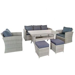 Modern 7 Seater All Weather Rattan Furniture Set Flat Wicker Patio Sofa and Garden Set for Dining and Hotel Use