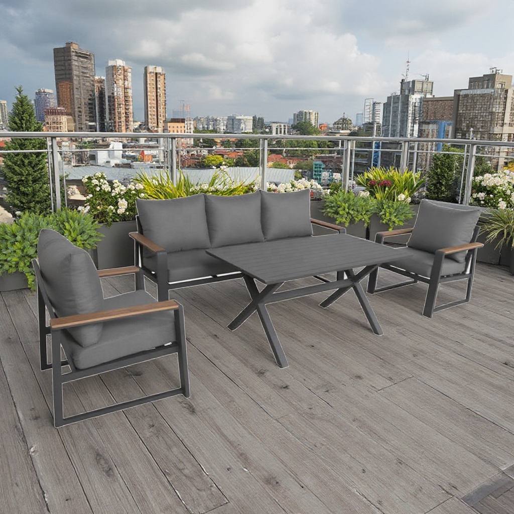Modern Stylish Luxury Aluminum Garden Sofa Set Durable Outdoor Lounge for Courtyard Living Room  Use