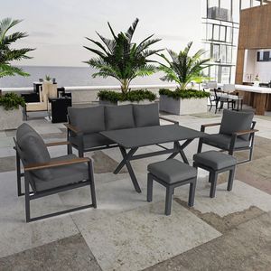 Modern Style Aluminum Outdoor Sofa Set Patio Furniture with Lounge Chair and Table for Garden Hotel Use