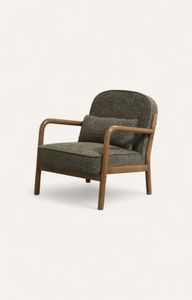 Mid-Century Bouclé Armchair in Earthy Grey