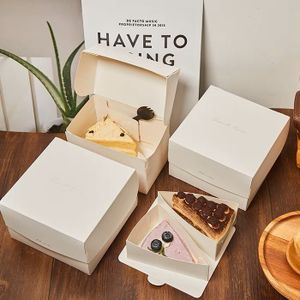 Wholesale Square French Dessert Dim Sum Cake Box Eco Friendly Folding Cake Box Foldable Packaging With Window for Cake Takeway