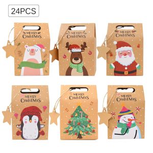 Wholesale 24pcs Cross-Border New Creative Snowflake Kraft Paper Bag Christmas Candy Box Gift Box for Holidays