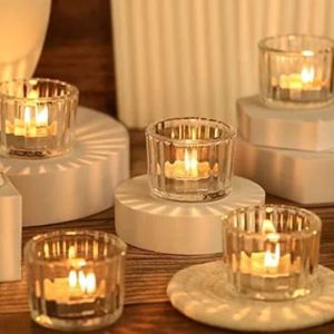 Set 6 Red Multi-Color Votive Glass Tealight Candle Holders Christmas Decorations for Home Decor Living Room Bedroom Crystal