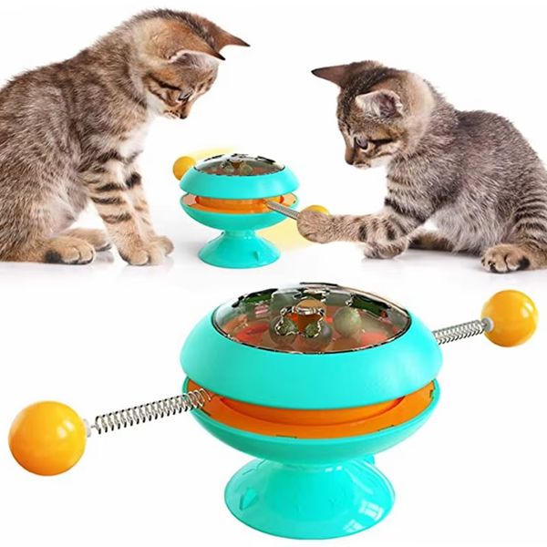 Hot Sale Eco-Friendly Indoor Turntable Interactive Pet Feeder Gyro Shape Cat Toy Spin Windmill Mint Ball Fashion Plastic Toy