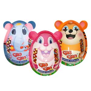 Best Seller Sweet Chocolate Snack Surprise Egg Animal Character Mini Wafer Roll with Color Sprinkle and Crispy Extra Toy 40G
