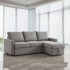 Multifunctional Fabric L Sofa Couch with Chaise Lounge Storage for Living Room Hotel Use Furniture Sofa Bed