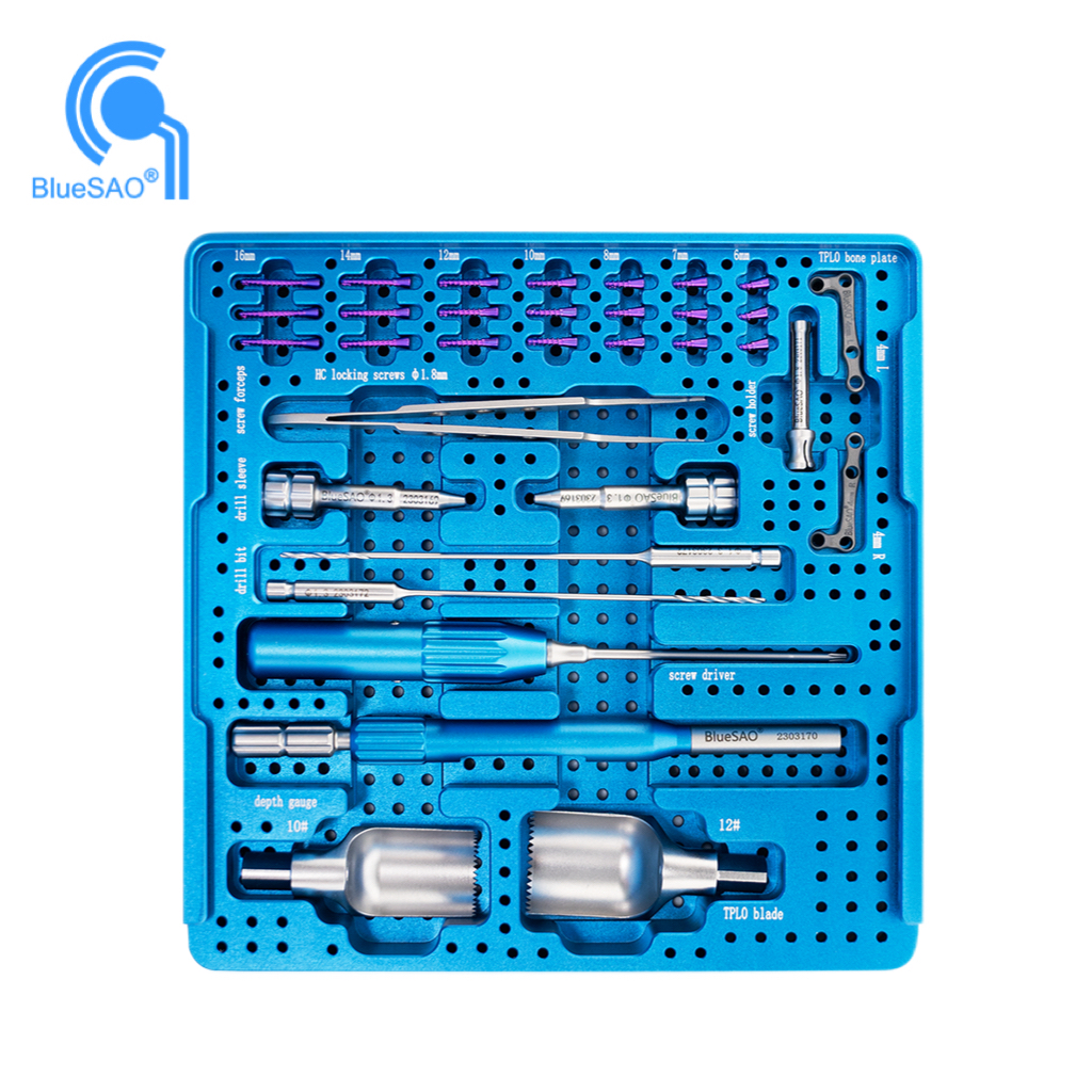 BlueSAO New Design Mini-TPLO Special Bone Plate Set Veterinary Orthopedic Instruments & Implant Set for Animal Surgery
