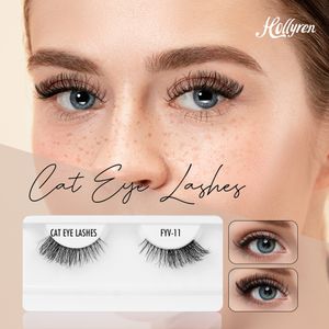 Hollyren Cat Eye Looking Flutter Tail Lashes Faux Mink Lashes Wholesale Custom Full Strip Eyelash