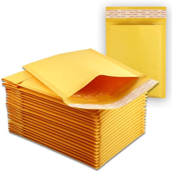 Eco-Friendly Bubble Mailers Kraft Poly Packaging Bags with Post Paper Outside Model Number Shipping Envelope