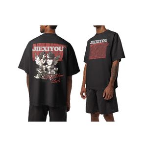 Custom INS Style Summer 2025 New Men's Cotton T-shirt Slim Graphic Crop Tops Fashion Print Short Sleeve T-shirt