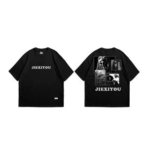 New Summer Men's Cotton T-Shirt Oversized 230 Grams Simple Letter Printed Short Sleeve Breathable Loose Casual TShirt for Men