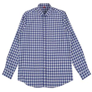 Custom Design OEM  Color Casual Long Sleeve Loose Oversize New Fashion Print Men Plaid Blue Flannel Shirt