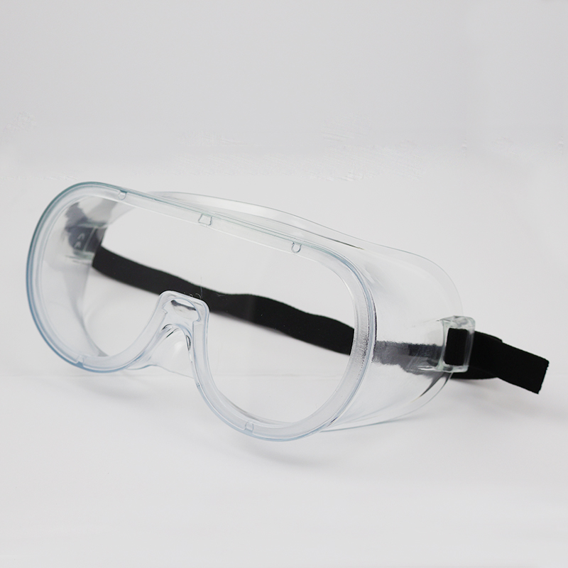 China Factory Stock Wholesale Medic Anti Fog Safety Goggle CE Standard Clear Lens Black Straps Anti UV Lab Clear Safety Goggles