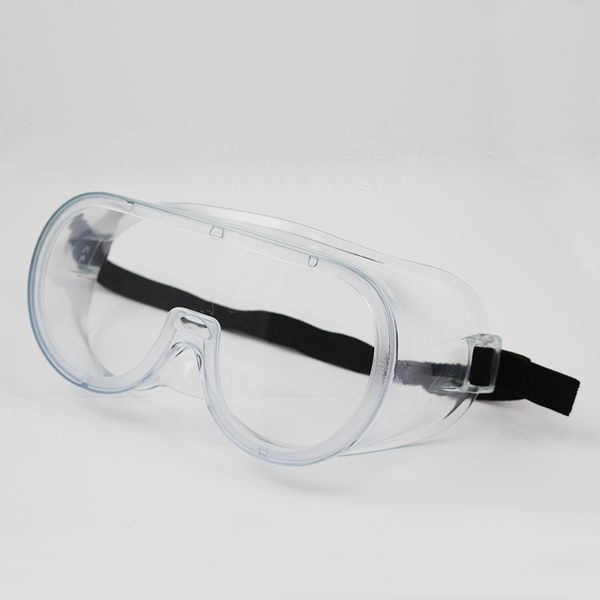 China Factory Stock Wholesale Medic Anti Fog Safety Goggle CE Standard Clear Lens Black Straps Anti UV Lab Clear Safety Goggles