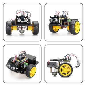 Tscinbuny 2wd SmartRobot Kit Educational Robotic Kit Ultrasonic Obstacle Avoidance Car Robot for Arduino