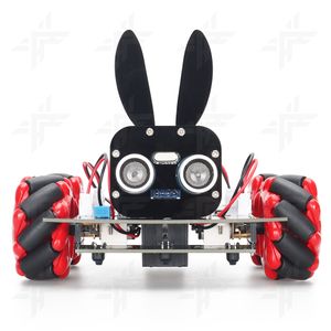 Tscinbuny Open Source Pico RP2040 Red Mecanum Wheel 4WD Rabbit PCB Smart Robot Car Kit for Arduino Programming