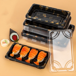 Wholesale Japanese Takeout Sushi Trays Disposable Plastic Sushi Packaging Box Tray With Lid