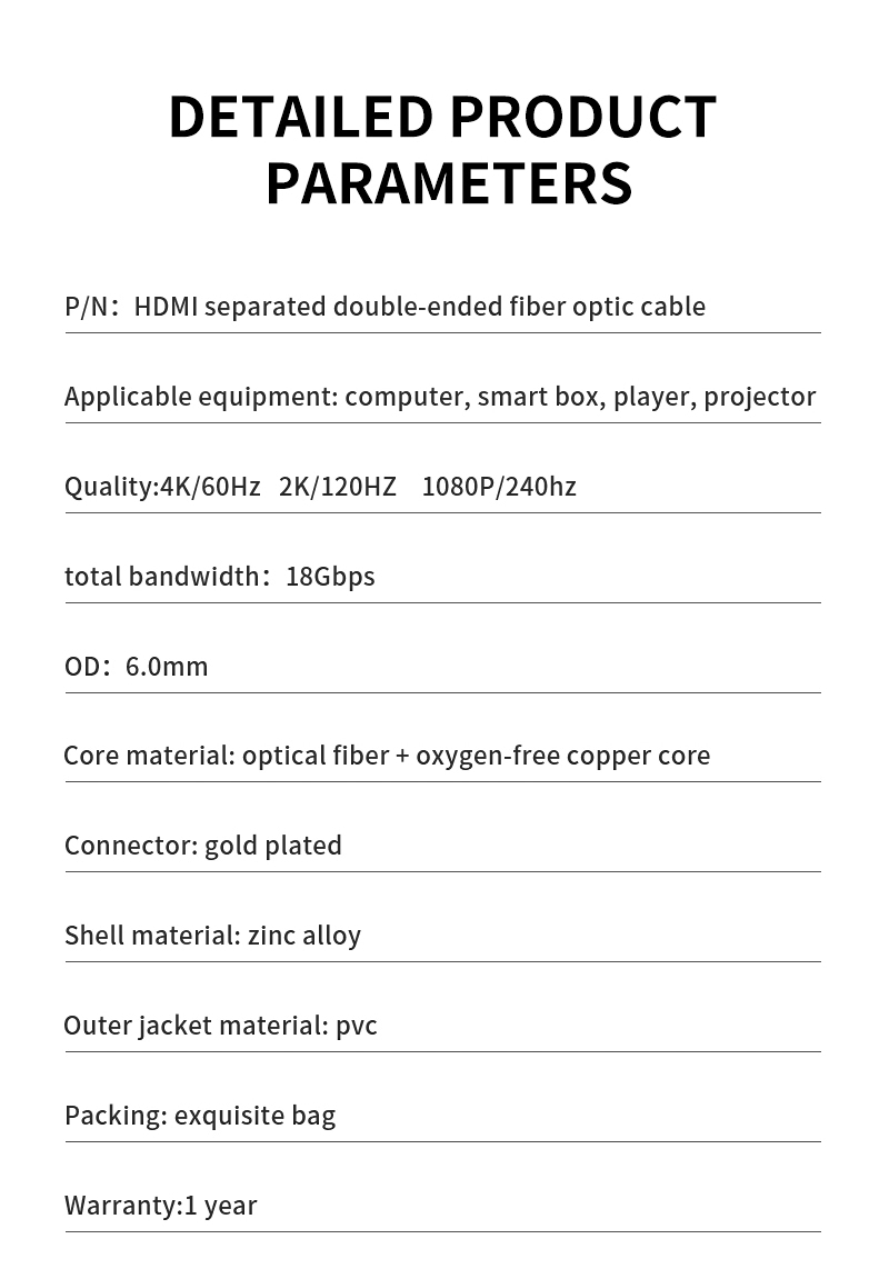 Shenzhen Kingwire Electronics Co., Ltd Fiber Optic HDMI Cable