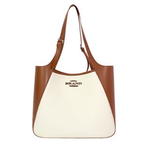Simple and versatile canvas bag for commuting to school a Korean-style retro tote bag with large capacity and stylish splicing