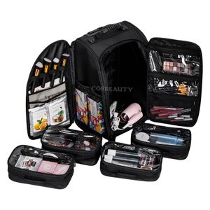 FAMA Factory Durable Makeup Case Black Nylon Travel Beauty Cosmetic Bag 4Pcs Separate Clear PVC Bag
