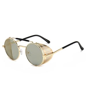 2025 High Quality Punk Round Metal Sunglasses Black Purple PC Frame Custom Logo Flip Side Windshield Fashion Style Small MOQ