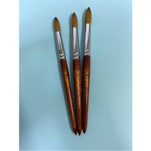 Germany Custom Not Soft and Not Hard Thick New Design Personalized Brown Red Wooden Pure Kolinsky Acrylic Art Nail Brush