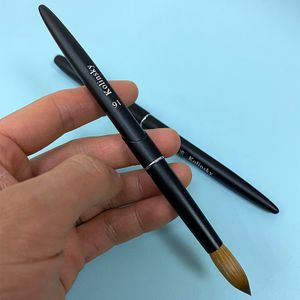 Matte Black Metal Handle New Nail Powder Pen Professional Acrylic Nail Art Brush Size 14 16 18 Round Type 100% 80% Kolinsky
