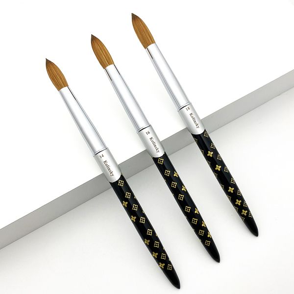 Nail Salon Supplies Size 14 16 18 Kolinsky Germany Acrylic Nail Brush Monogram Black Handle Nail Art Brushes 80% Kolinsky