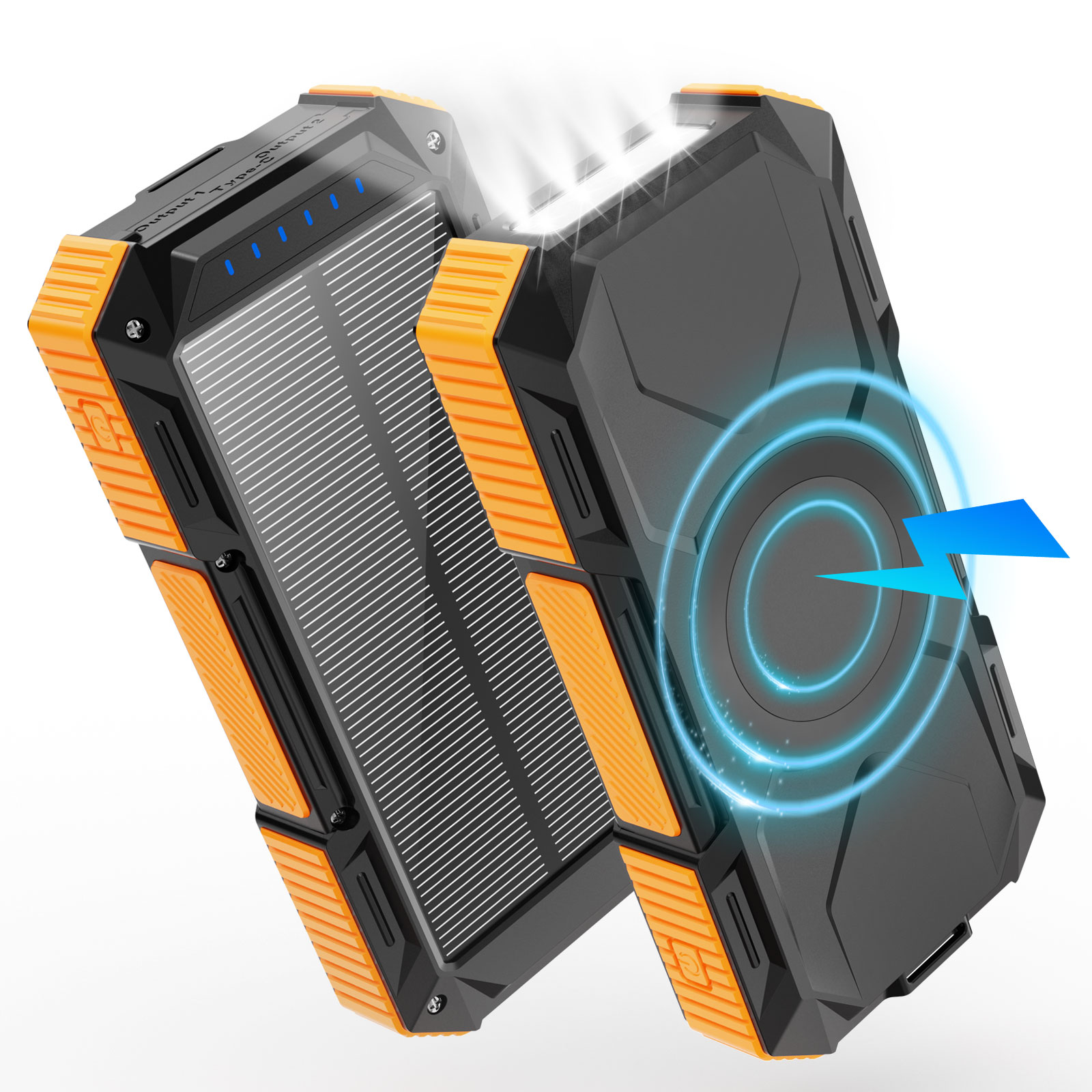 New Product Built in Cable Wireless Charger Solar Power Bank 20000Mah