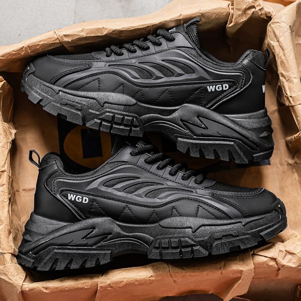 39-44 2025 Men's Summer Sports Casual Shoes Breathable Mesh Soft-sole Thick-soled Trendy Height Increasing Walking Style